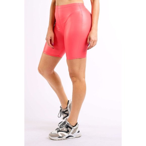 Women's Sexy Satin PU Elastic Waist Solid Biker Shorts Gym Home Daily Multicolor - Picture 7 of 9